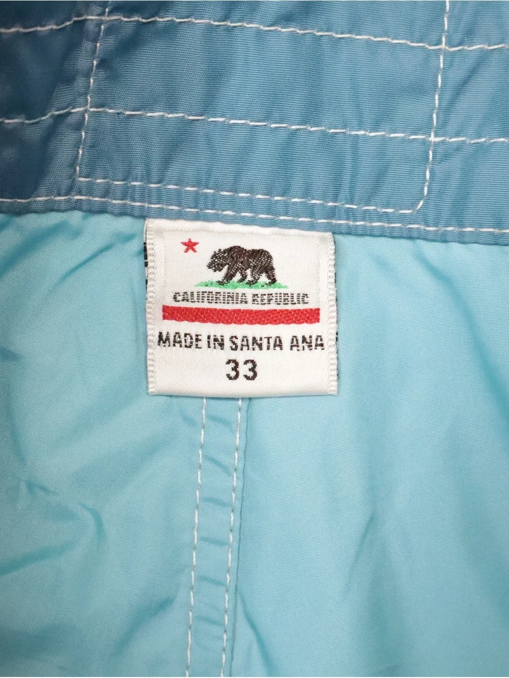Birdwell Beach Britches Board Shorts 33 Light Blue USA Patriotic Patch⁠